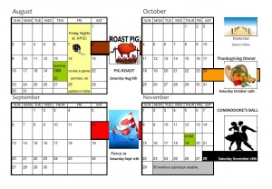 Social Calendar August to November